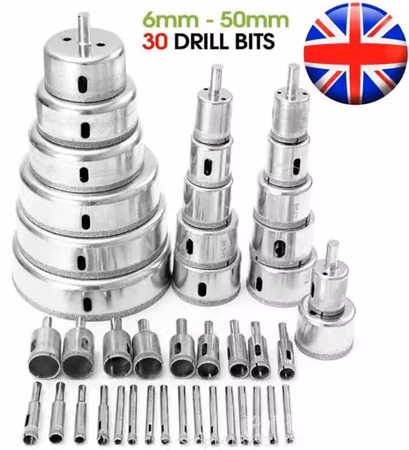 Nordara 30-Piece Diamond Hole Saw Drill Bit Set in Silver for Tile, Glass and Marble – 1