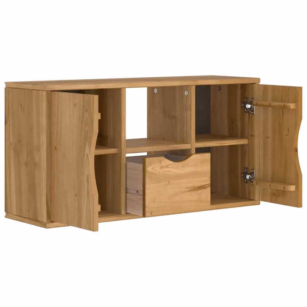 Berkfield Home ODDA TV Cabinet with Drawer in Brown Solid Pine Wood W/D/H: 79 x 24 x 40 cm – 3