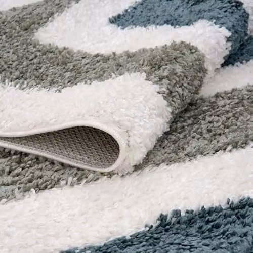THE RUGS Soft Shaggy Round Area Rug in Forest and Sage Green, Diameter: 120 cm – 3