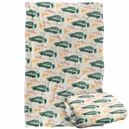 LOGOVISION Christmas Vacation Tree and Moose Pattern Super Soft Fleece Throw Blanket, Multicolour, W: 91 cm, D: 147 cm – 1