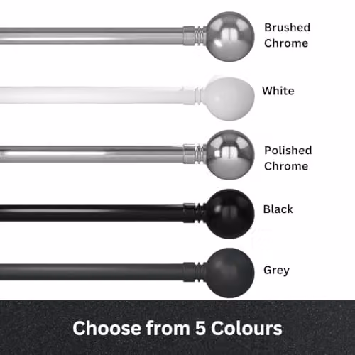 Blinds Outlet Metal Extendable Curtain Pole in Metallic Silver, 120 cm – 3