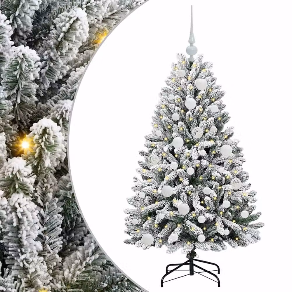 Berkfield Home Artificial Christmas Tree in Green and White, Height: 120 cm – 2
