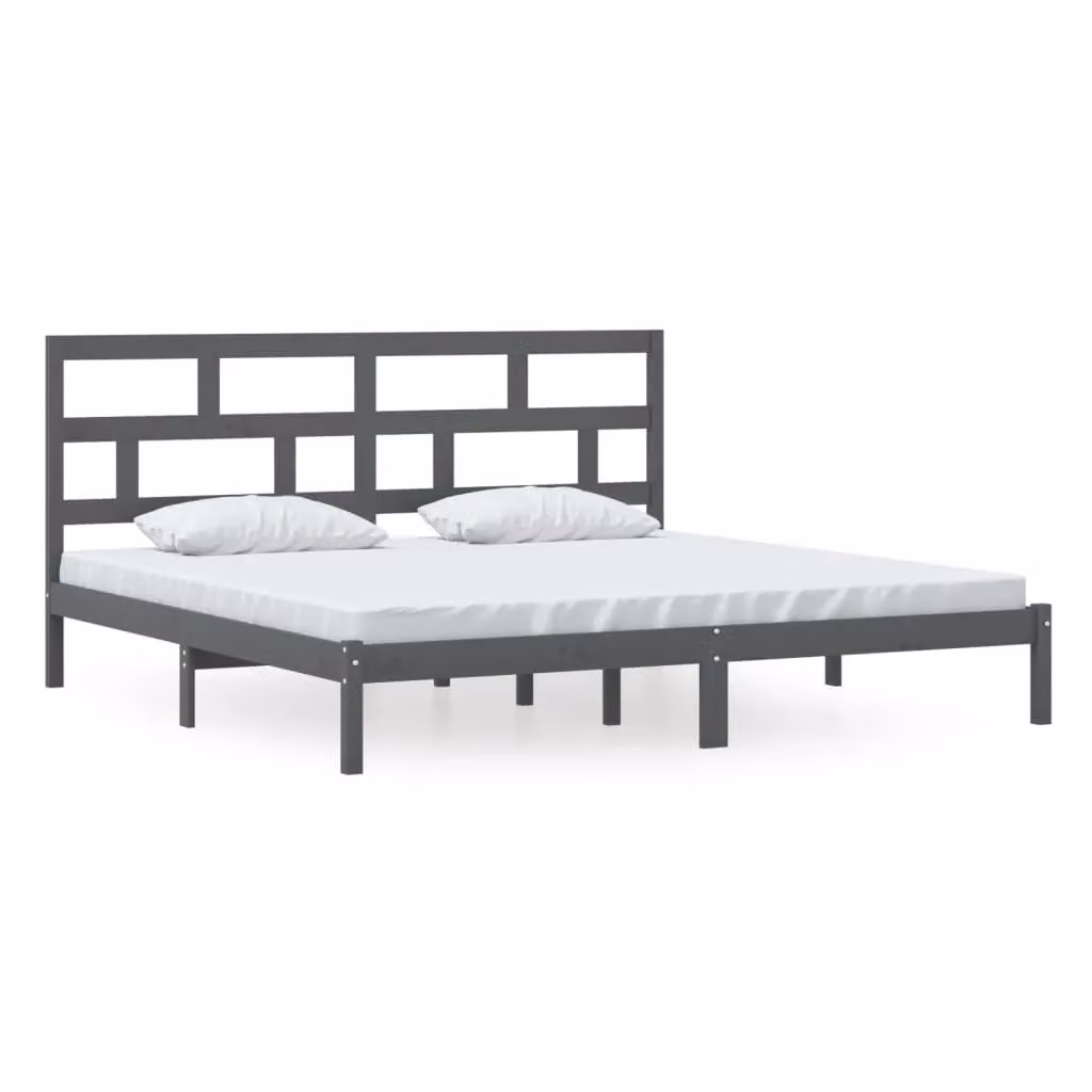 Berkfield Home Grey Solid Wood Pine Bed Frame 200 x 200 cm – 2