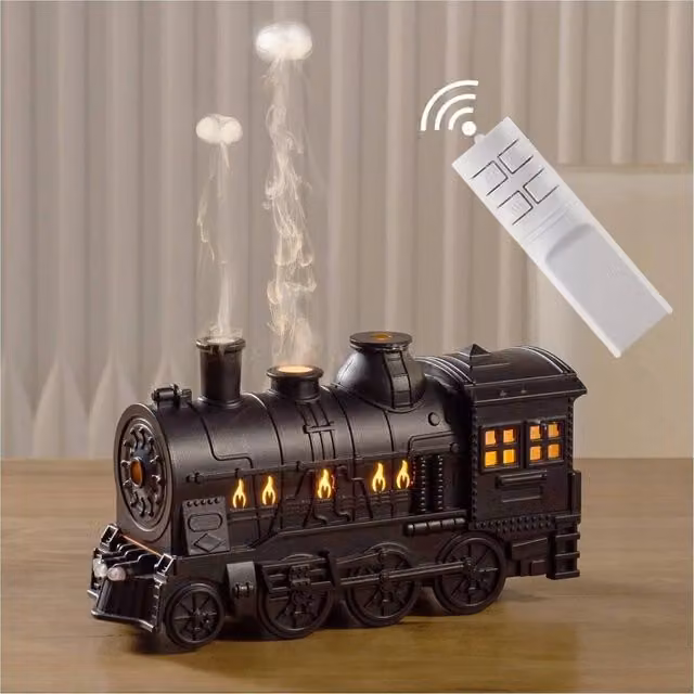NESTLUNE Retro Train Essential Oil Diffuser and Quiet Humidifier, Black, 300ml