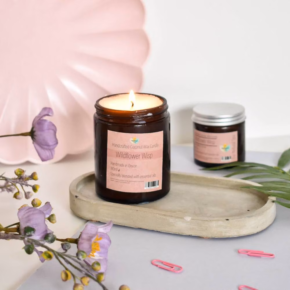 Natural Spa Cosmetics Wildflower Wisp Hand-Poured Coconut Wax Candle, Multicolour Floral Pillar and Votive Tabletop Candle – 2