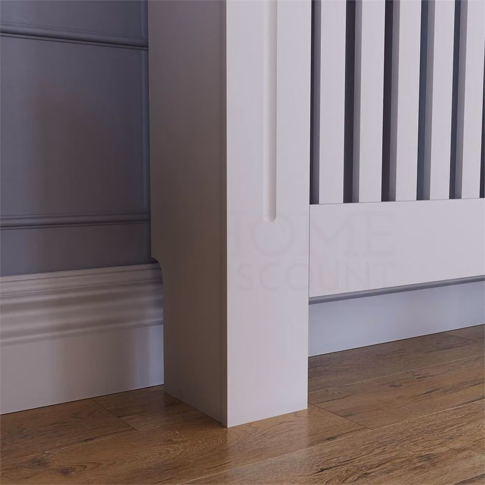 PAWNORA Large White Lacquered MDF Radiator Cover with Striped Design – 3