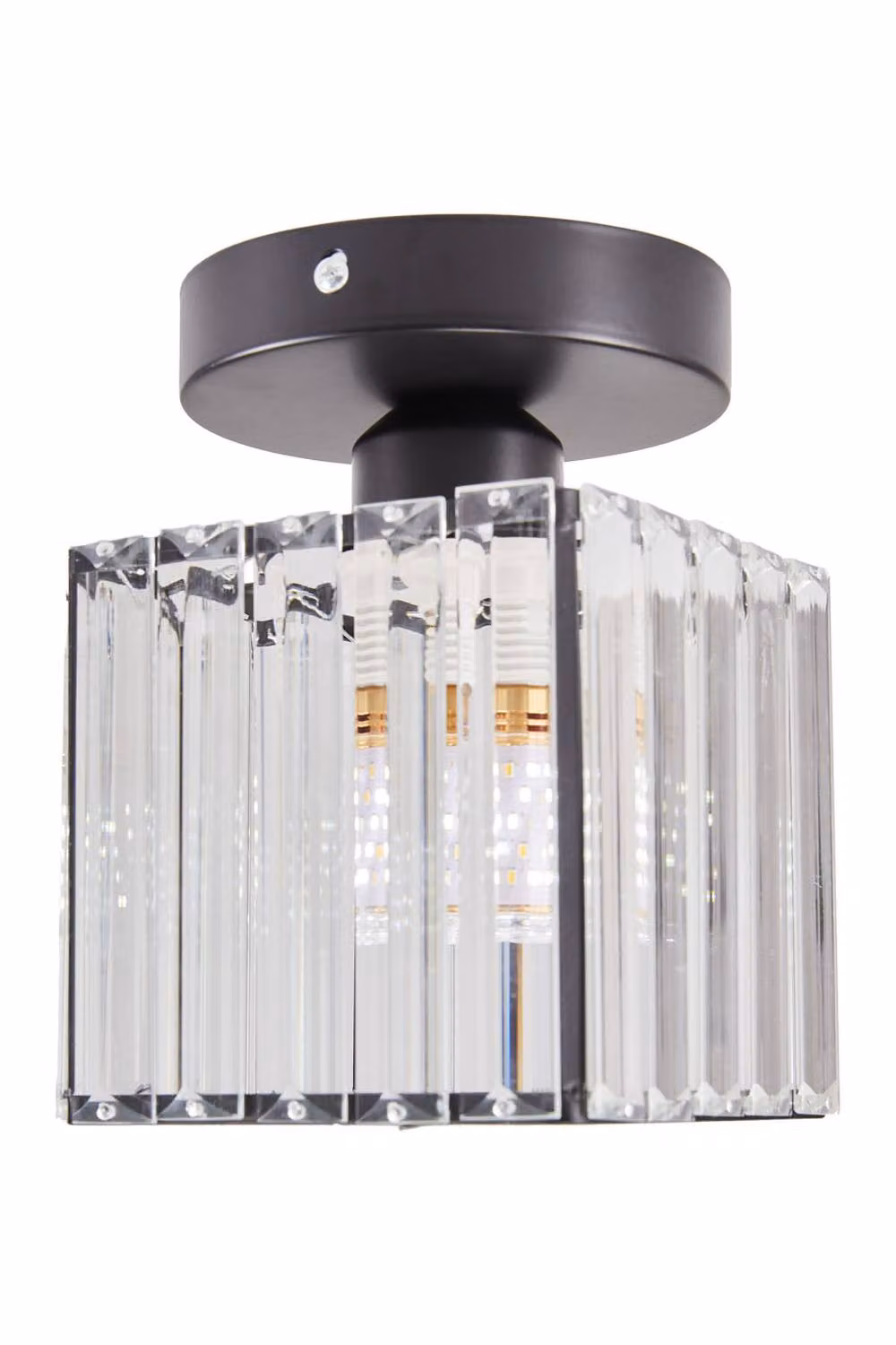 Garden Sanctuary Modern Black Metal and Transparent Crystal Ceiling Light – 2