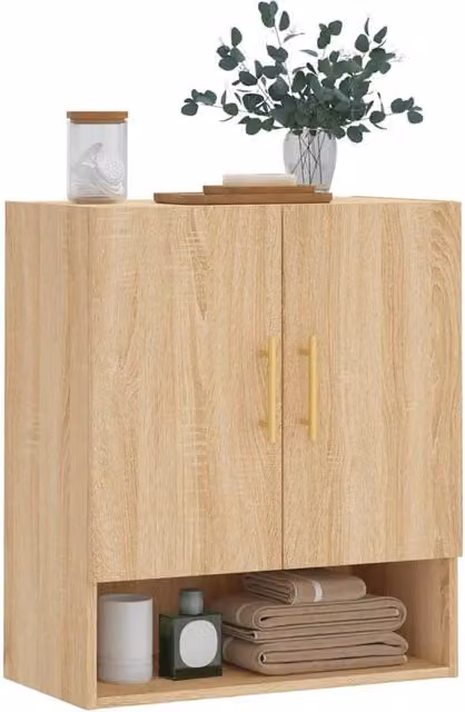 Berkfield Home Sonoma Oak Wall Cabinet in Beige, W/D/H: 60 x 31 x 70 cm