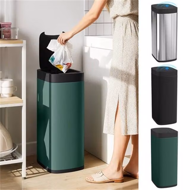 EONLION 50L Sensor Bin in Green, Fingerprint-Proof Touchless Kitchen Bin – 1