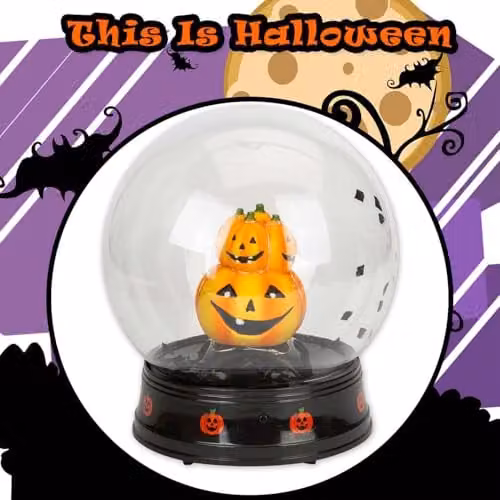 VFM e-Store Halloween Globe Light Up Tabletop Decoration, Black, W: 21 cm, D: 17 cm, H: 2.54 cm – 7