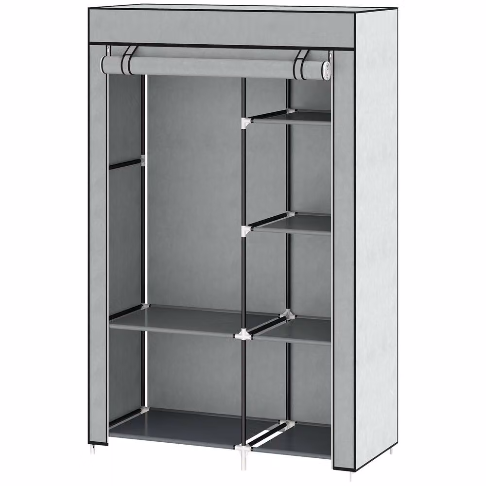 STILVORA Modern Grey Wardrobe with Roll Shutter, Internal Shelves and Hanging Rod, H: 162.5 cm x W: 103.0 cm – 3