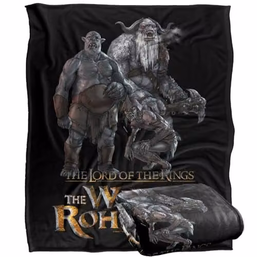 LOGOVISION Lord of the Rings War of the Rohirrim Evil Trolls Super Soft Silky Touch Fleece Throw Blanket, Multicolour, W: 152 cm, D: 127 cm