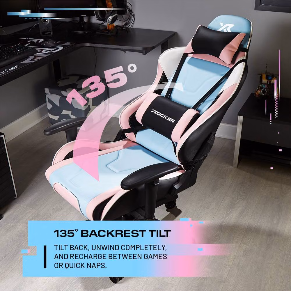 X Rocker Agility eSport Ergonomic Gaming Chair in Pink – 2