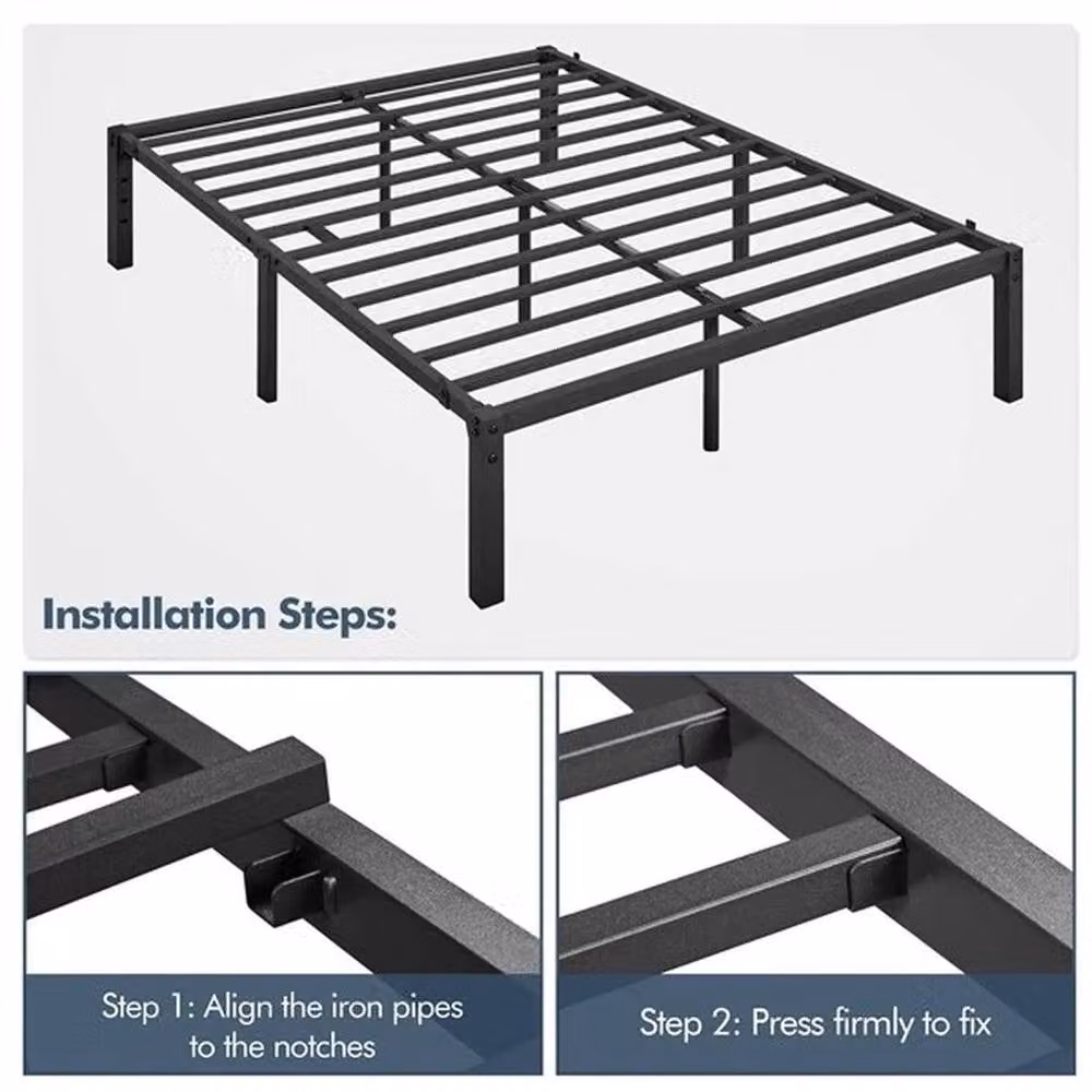 Kelvenix Minimalist Metal Platform Bed Frame in Black, W/D/H: 90 x 190 cm – 5