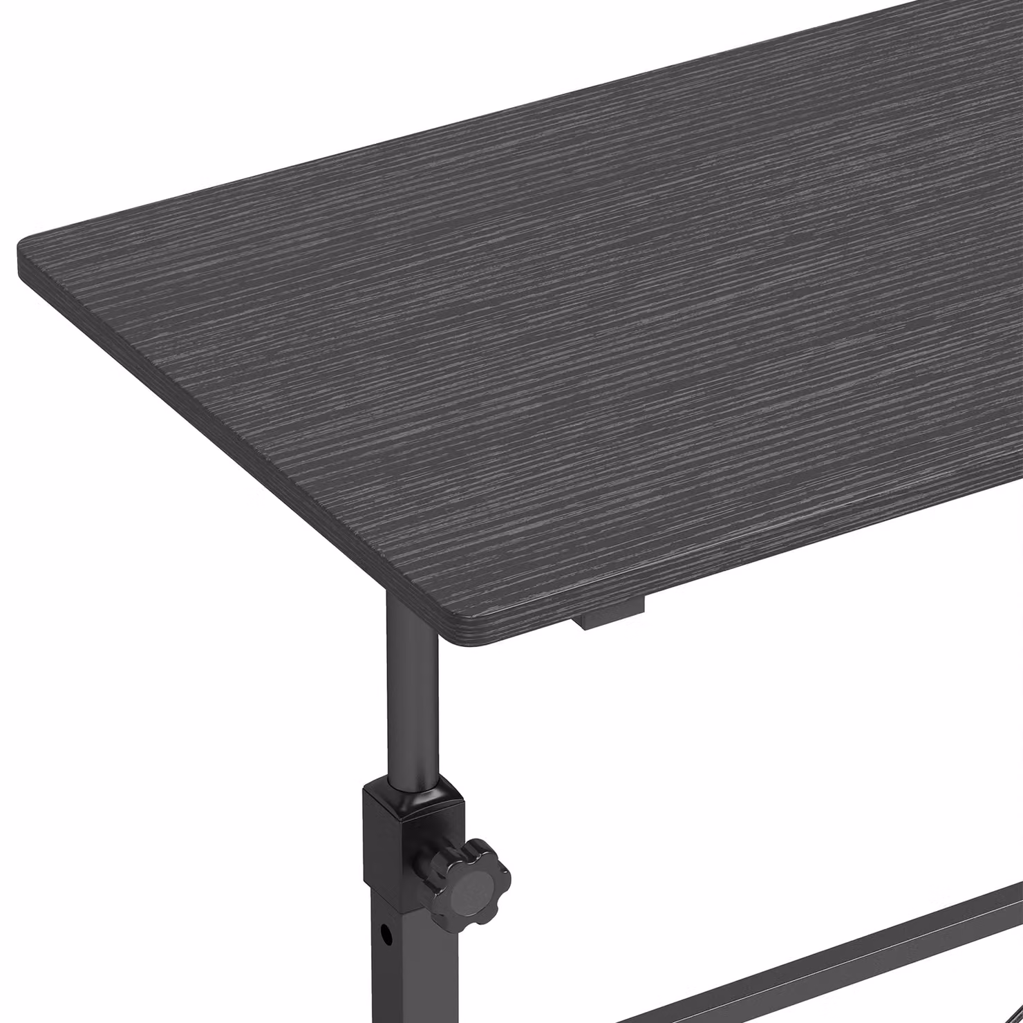 HOMCOM Adjustable Height Overbed Table with Wheels, Black – 3