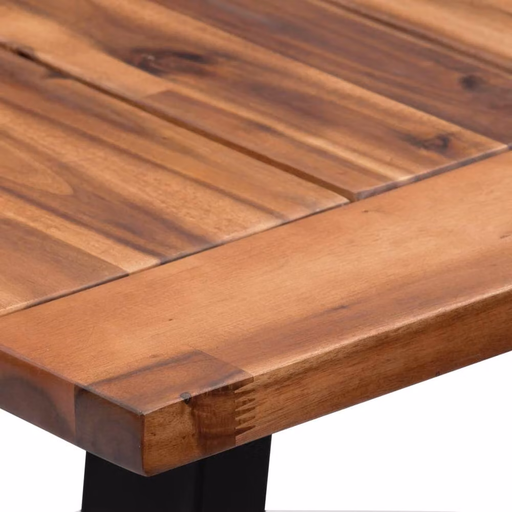 Berkfield Home Solid Acacia Wood Dining Table with Live Edge and Sled Base, Brown/Black, W: 180 cm, D: 90 cm, H: 75 cm – 4