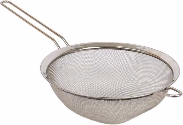 Argon Tableware Silver Stainless Steel Fine Mesh Round Sieve with Handles, Diameter: 27 cm