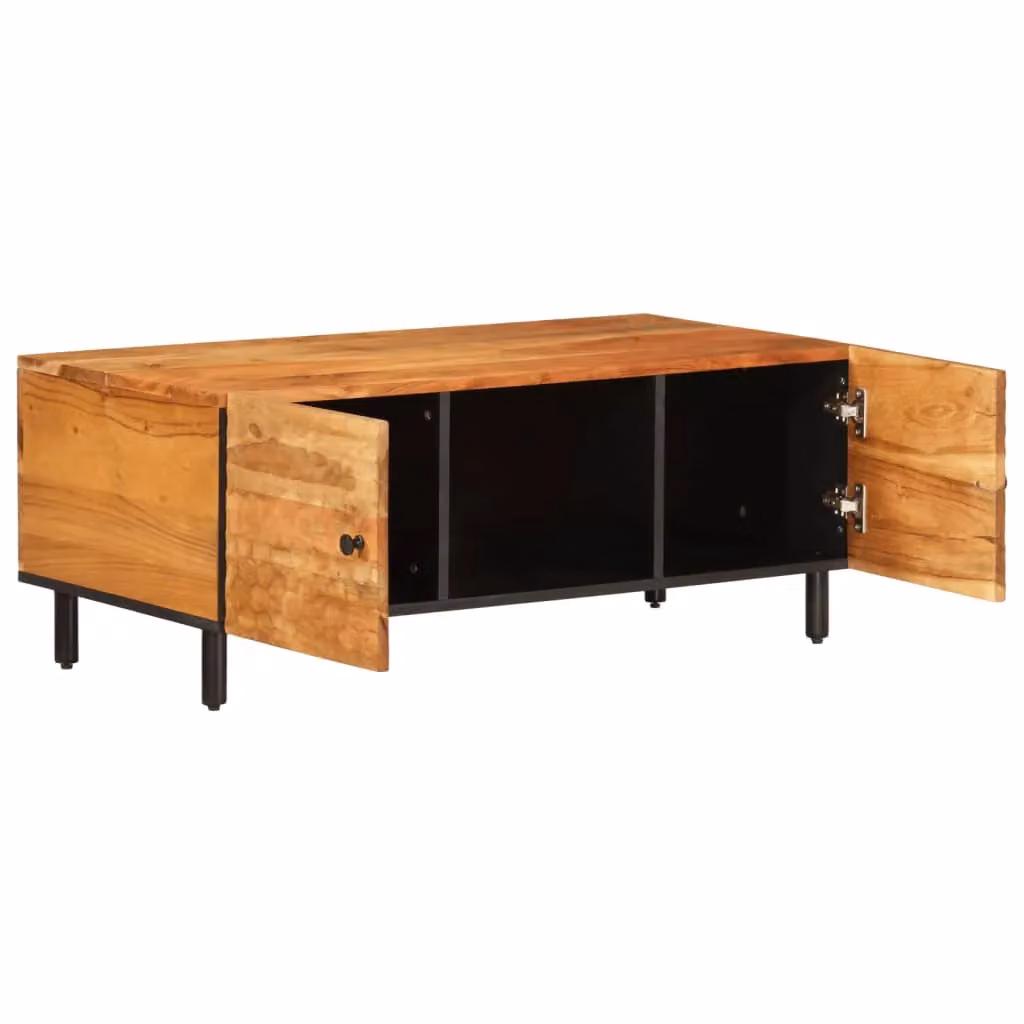Berkfield Home Brown Acacia Wood and Metal Industrial Coffee Table W/D/H: 100 x 54 x 40 cm – 2