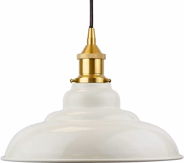SE Home St Edmund's Clay White Round Pendant Light in Polished Brass and Black