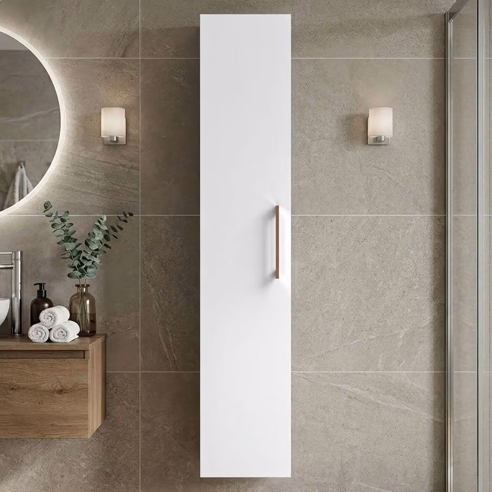 Balterley Bramshall Modern Wall Hung Tall Bathroom Unit, Gloss White, W: 30 cm – 2