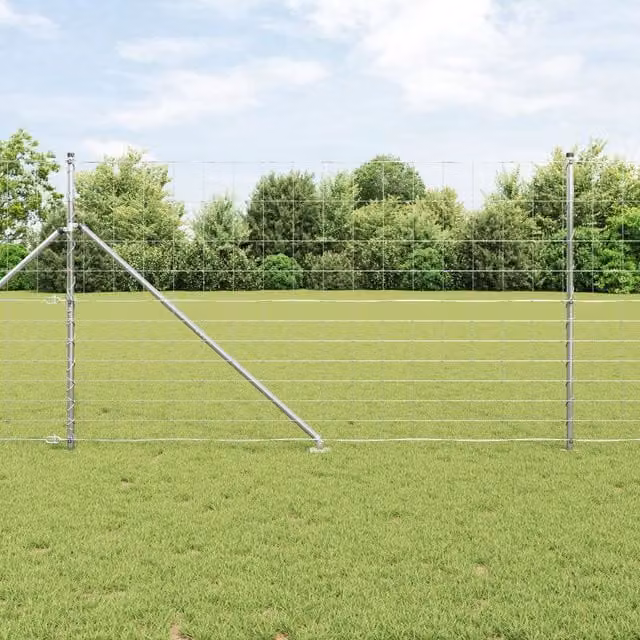 Berkfield Home Field Fence Galvanised Steel in Silver/Grey, H: 140 cm x L: 50 m – 1