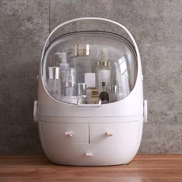 Livingandhome Multi-Functional Cosmetic Organizer Storage Box, White, Width: 31.5 cm