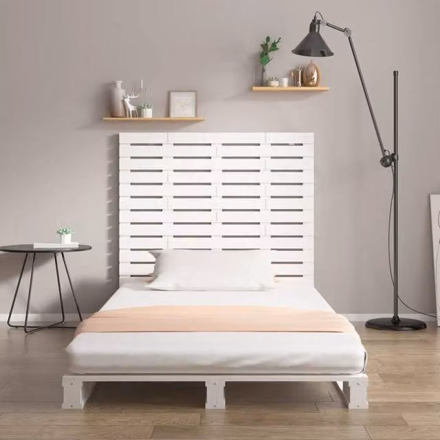 Berkfield Home White Solid Wood Pine Wall Headboard W: 126 cm, D: 3 cm, H: 91.5 cm