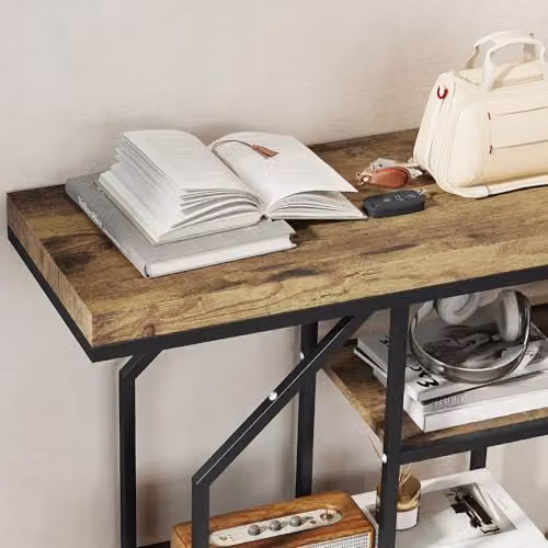 HOMCOM Industrial 4-Tier Console Table in Brown with Metal Frame, W/D/H: 100 x 30 x 80 cm – 5