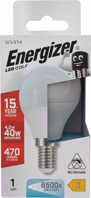 Energizer LED Golf E14 SES Bulb, 470lm, 6500K Cool White Daylight