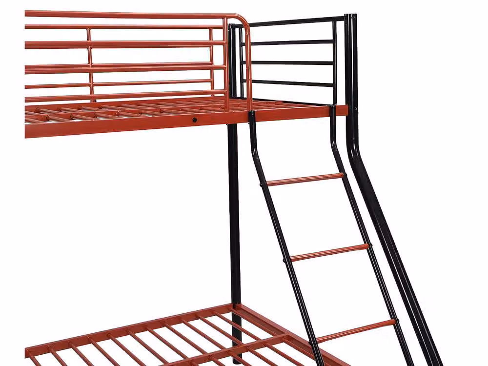 Vente-unique Metal Bunk Beds in Black and Red, Double Size, W/D/H: 140 x 90 x 163 cm – 3