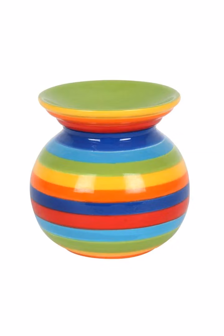KDMD Rainbow Striped Ceramic Tabletop Tealight Oil Burner in Multicolour – 2