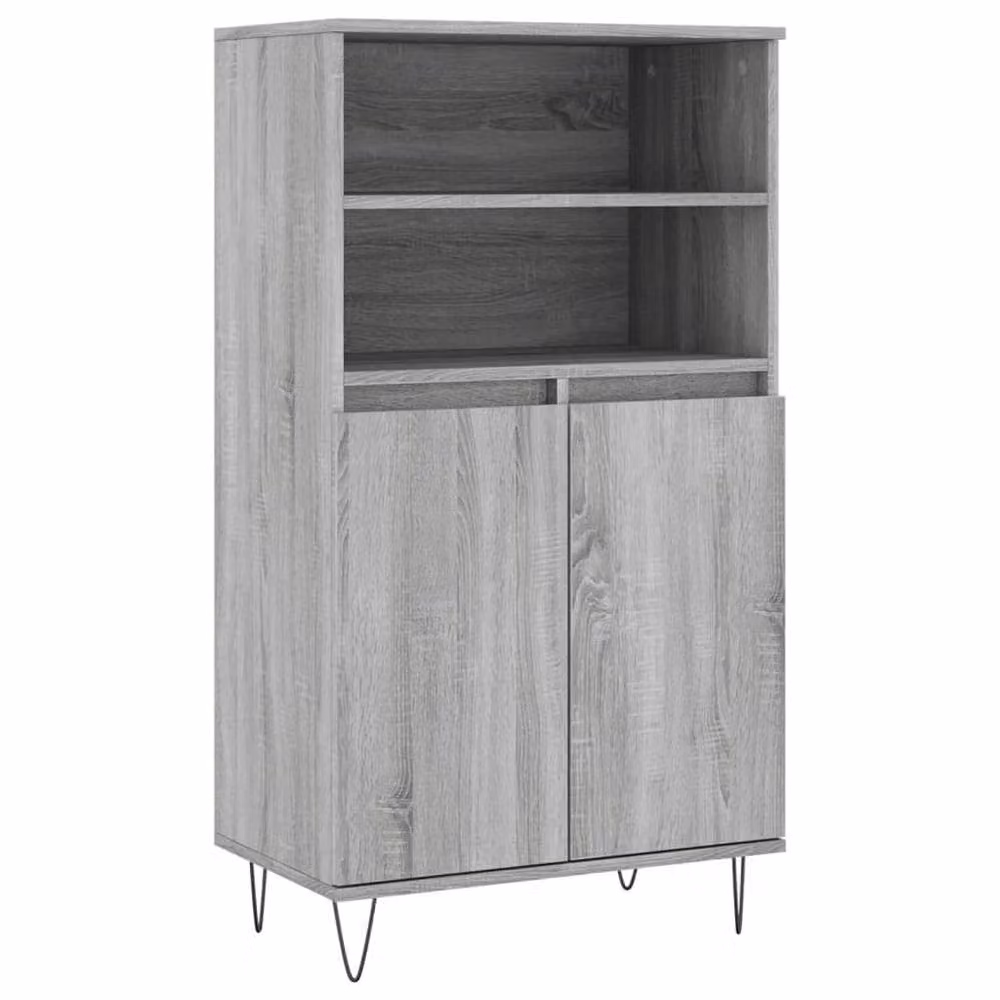 Berkfield Home Modern Grey Highboard with Hinged Doors and Internal Shelves, W/D/H: 60 x 36 x 110 cm – 3