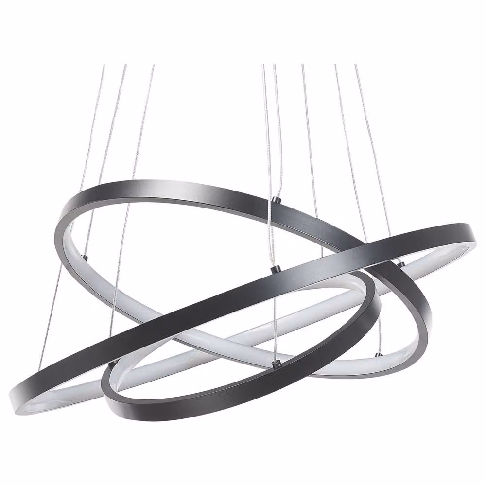 Wyld and Coco 3-Ring Black Aluminium Suspended Pendant Light with Integrated Warm White LED and Adjustable Height – 2