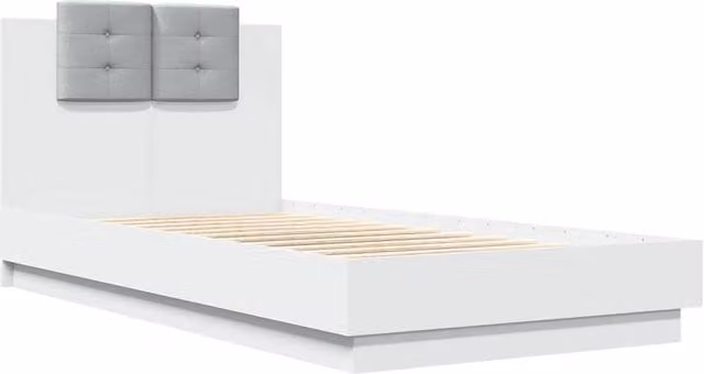 Berkfield Home Durable White Bed Frame with Under-Bed LED Lighting, W/D/H: 80 x 190 cm – 1