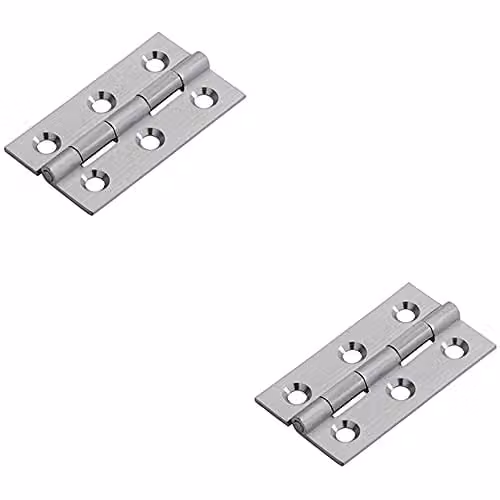 Loops 2 Pack Satin Chrome Screw-On Cabinet Hinges, W/D/H: 50 x 28 x 1.5 mm