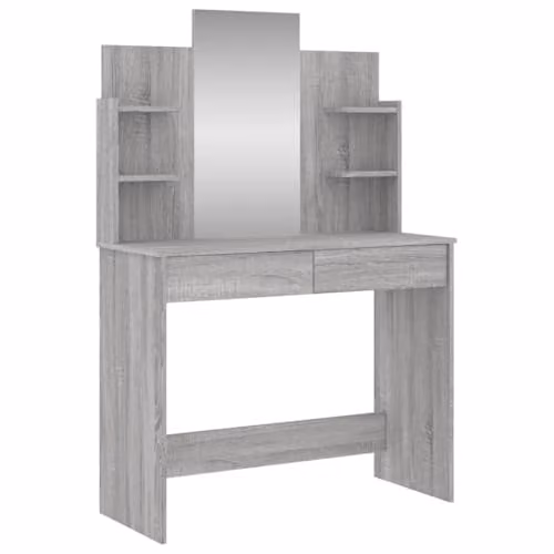 vidaXL Dressing Table with Mirror in Grey Sonoma, W/D/H: 96 x 39 x 142 cm – 1