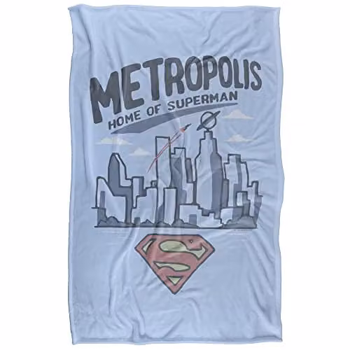 Warner Bros. Superman The City Of Sl Silky Touch Super Soft Fleece Throw Blanket, Blue, W: 91 cm, D: 147 cm – 1
