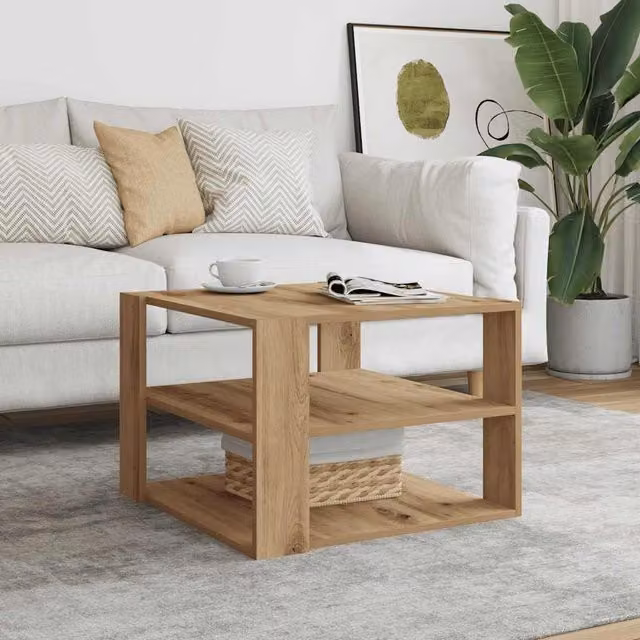 Berkfield Home Artisan Oak Coffee Table in Brown, W/D/H: 58 x 58 x 40 cm – 1