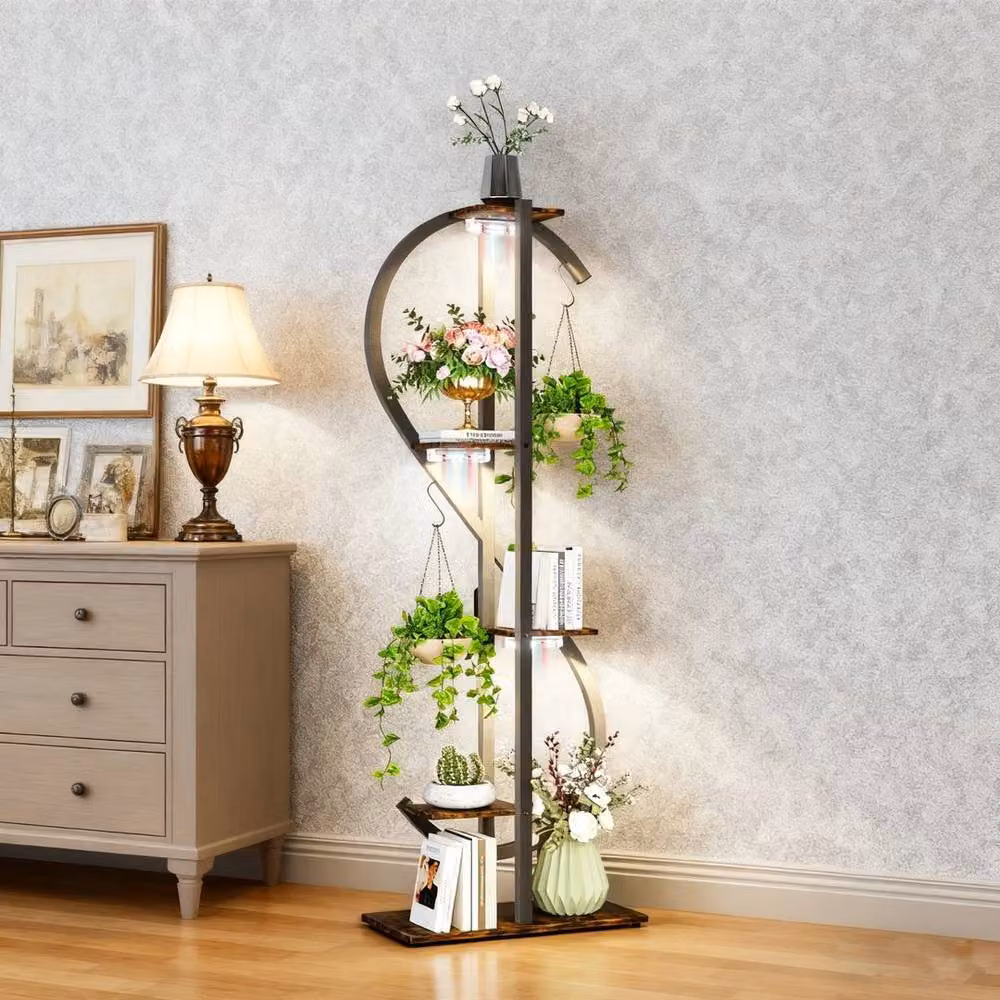 KORVIXA S-Shape Industrial Indoor Plant Stand in Black – 2