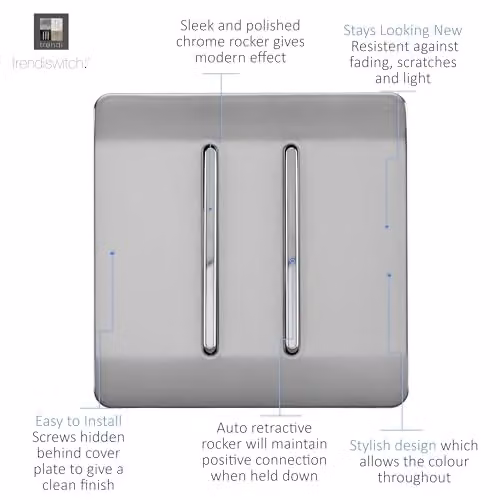 Trendi Artistic Modern Auto Retractive 2 Door Bell Switch in Silver Stainless Steel – 2