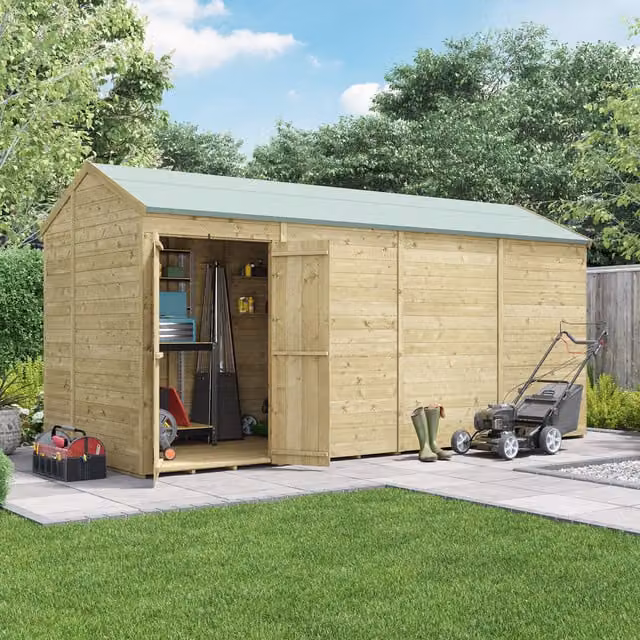 BillyOh Switch Tongue and Groove Apex Wooden Shed in Brown, 16 x 6 ft, Windowless