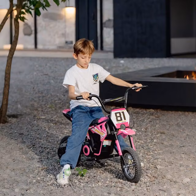 AIYAPLAY Kids 24V Electric Motorbike Dirt Bike in Pink