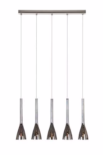 Netlighting Vase 5 Light Straight Bar Pendant Ceiling Light in Chrome and Grey