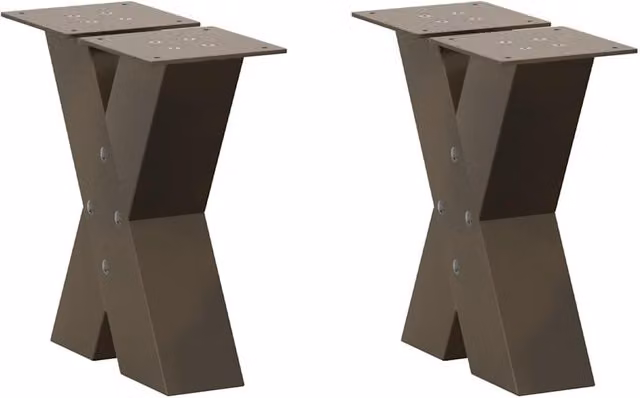 Berkfield Home X-Shaped Coffee Table Legs, 2 Pieces, Brown Steel, H: 40 cm, W: 30.5 cm, D: 30.5 cm