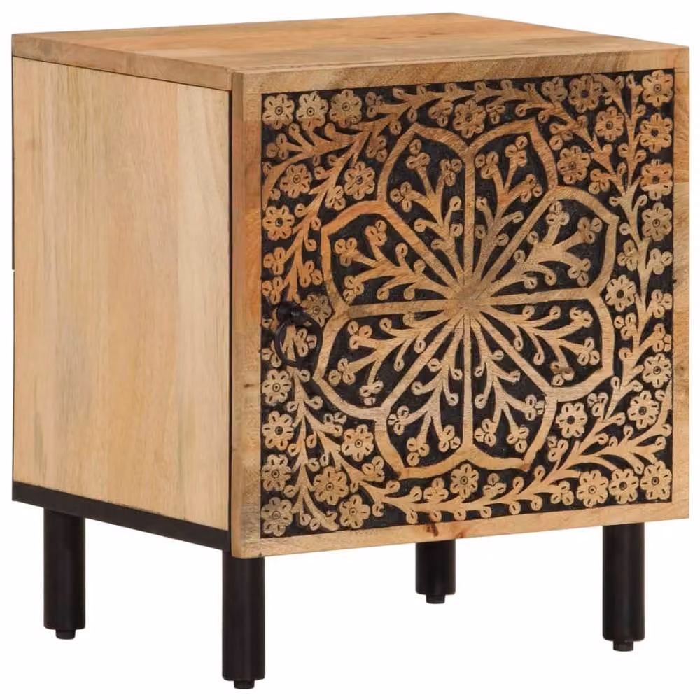 Berkfield Home Set of 2 Solid Mango Wood Bedside Cabinets in Brown, W/D/H: 40 x 33 x 46 cm – 2
