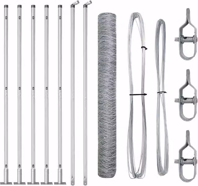 Berkfield Home Hexagon Fence in Silver Galvanised Steel, H: 80 cm x W: 10 m