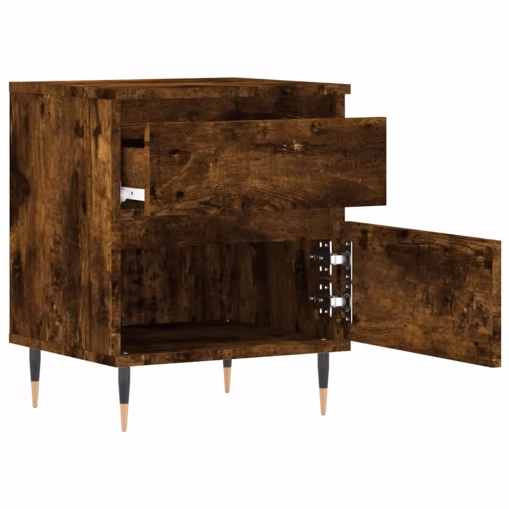 Berkfield Home Modern Bedside Cabinet in Smoked Oak Brown, W/D/H: 40 x 35 x 50 cm – 4
