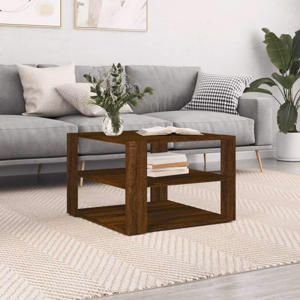Berkfield Home Brown Oak Coffee Table, W/D/H: 59.5 x 59.5 x 40 cm – 2