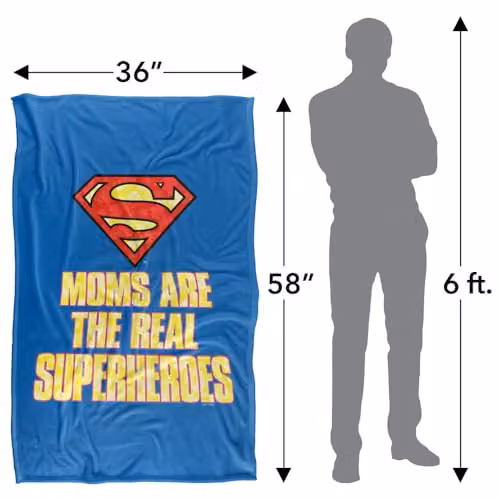 Warner Bros. Superman Mothers Day Moms Are The Real Superheroes Super Soft Silky Touch Fleece Throw Blanket, Multicolour, W/D/H: 91 x 147 cm – 4