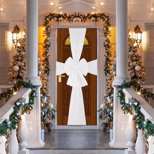 SHATCHI White Diamante Giant Christmas Door Bow Decoration for Weddings, Parties and Home Decor – 2